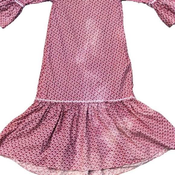 Vtg 60s UAR Egyptian Prairie Cottage Core Patterned Ruffle Maxi Dress Nefertari - Picture 11 of 16